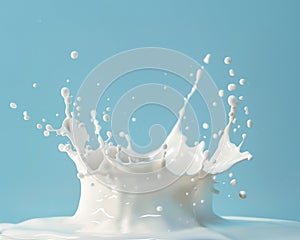 Milk fluid splash drop pastel blue background