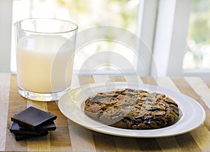 Milk and giant chocolate chip cookie