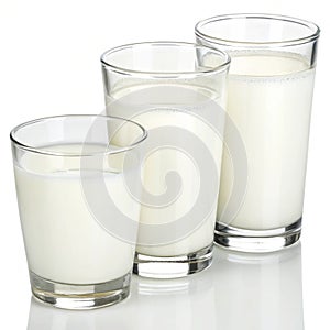 Milk Glasses Set isolated on transparent background