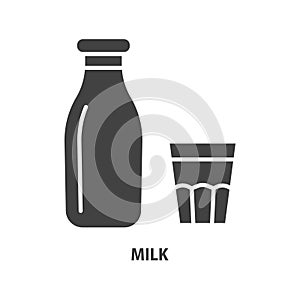 Milk glyph icon. Dairy product vector illustration