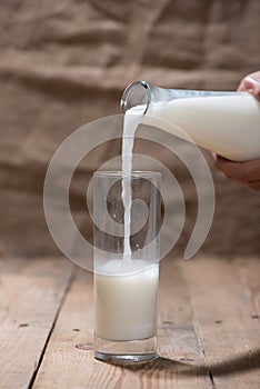Milk. Image of Milk fall into glass.