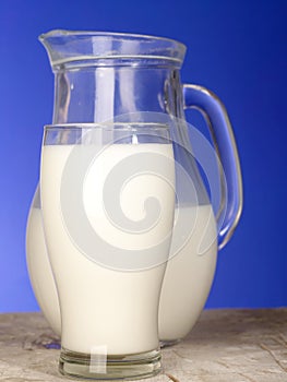Milk jug close to glass