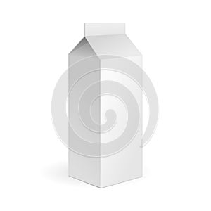 Milk, Juice Carton Package Blank White On White Background Isolated. Illustration Isolated On White Background. Mock Up