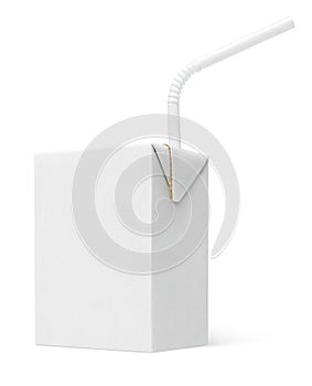 Milk or juice carton package with straw