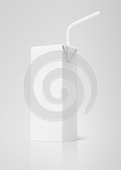 Milk or juice white carton package with straw