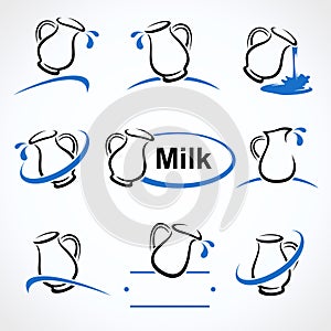 Milk labels and icons set. Vector