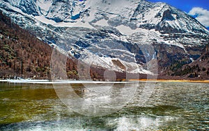 Milk lake at Doacheng Yading National park, Sichuan, China. Last Shangri-la hight 4,600 meter from sea level