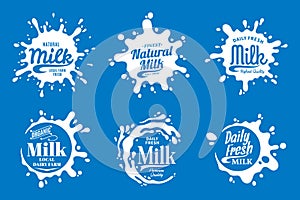 Milk Logo. Milk, Yogurt or Cream Splashes