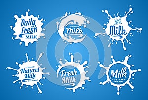 Milk Logo. Milk, Yogurt or Cream Splashes