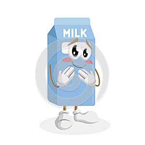 Milk mascot and background ashamed pose