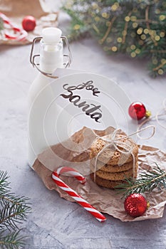 Milk and Oatmeal cookies for Santa Claus