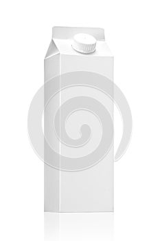 Milk package or juice pack on white background photo