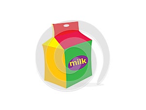 Milk packet isolated on white background. Vector illustration of carton pack. Paper box design for drink milk product. - Vector