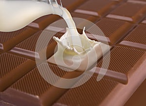 Milk pour in chocolate photo