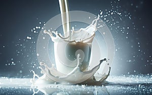 milk, pour milk, spread sauce, white background