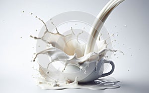 milk, pour milk, spread sauce, white background