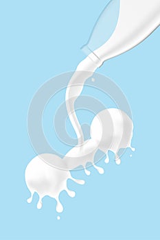 Milk pouring Dumbbell exercise shape from glass bottle, World Milk Day concept 3D virtual design illustration