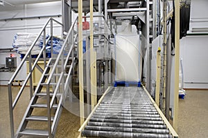 Milk powder processing plant inside view of the equipment