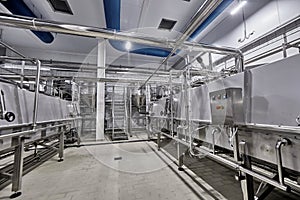 Milk processing shop at a milk processing plant