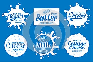 Milk product logo. Milk, yogurt or cream splashes