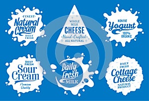 Milk product logo. Milk, yogurt or cream splashes