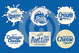 Milk product logo. Milk, yogurt or cream splashes