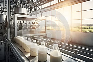 milk production in a factory. Neural network AI generated