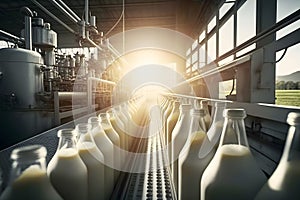 milk production in a factory. Neural network AI generated