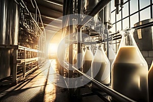 milk production in a factory. Neural network AI generated