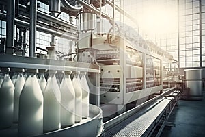 milk production in a factory. Neural network AI generated