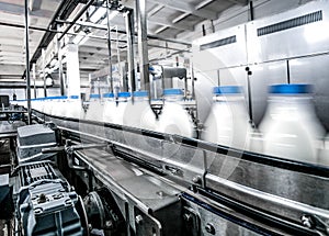 Milk production on line at the factory