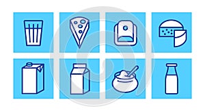 Milk products icons collection