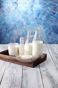 Milk products. tasty healthy dairy products