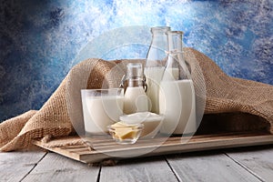 Milk products. tasty healthy dairy products