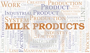 Milk Products word cloud create with text only.