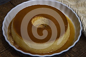 Milk Pudding or Pudim de leite. Brazilian dessert homemade caramel custard pudding photo