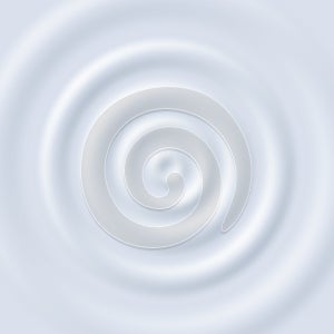 Milk ripple. Circle waves yogurt cream. Close up top view white milk circular ripples vector texture