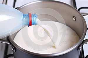 Milk in a saucepan