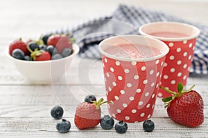 Milk shake with fresh berries