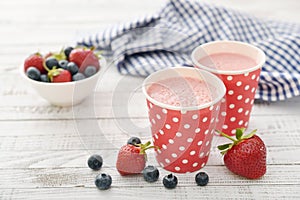 Milk shake with fresh berries