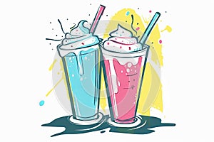 milk shake vector illustration retro style Generative AI