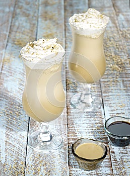 Milk shakes with coffee and cream