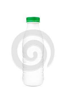 Milk or shampoo plastic bottle with green cap