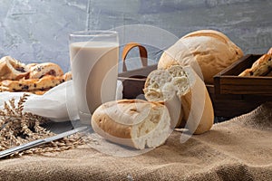 Milk and soft french baguette bread