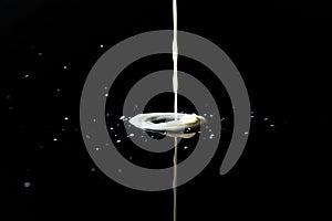 Milk spilled on black surface