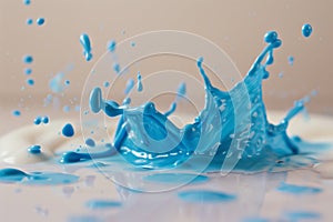 milk splash with blue food coloring