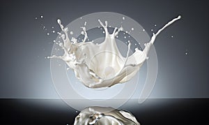 Milk splash close up, drink concept, package, illustration food, Generative AI