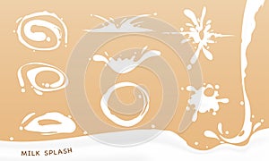 Milk splash collection , set ,vector, clear background