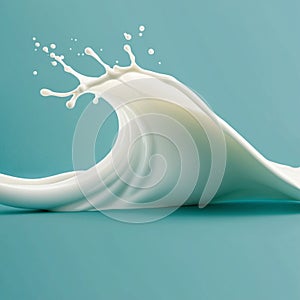 Milk splash. Creative wave on blue background. Splash cream
