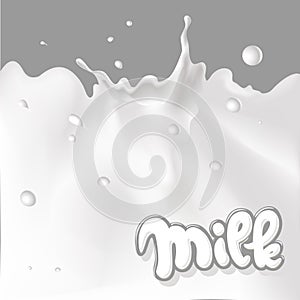 Milk Splash Design Text Background in Black and White - Vector